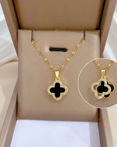 Copper Necklace for Women with Four-Leaf Clover Pendant