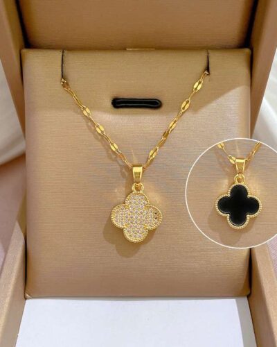 Copper Necklace for Women with Four-Leaf Clover Pendant