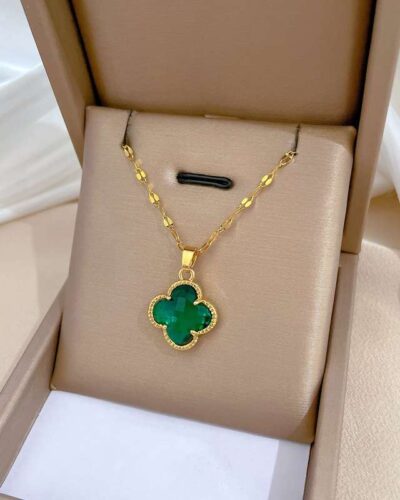 Copper Necklace for Women with Four-Leaf Clover Pendant