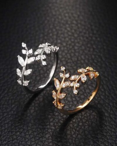 Copper Ring for Women with Small Leaf Design