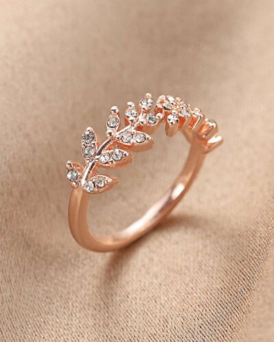 Copper Ring for Women with Small Leaf Design