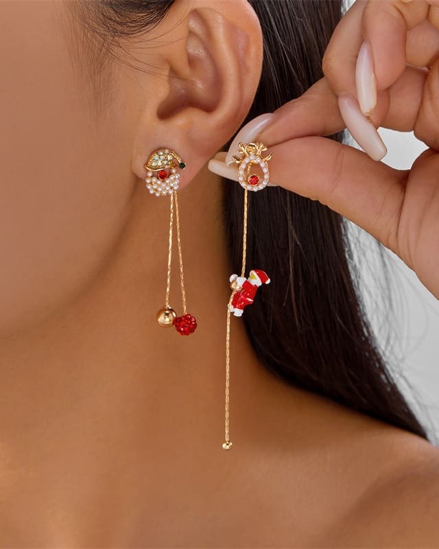 Creative Climbing Santa Claus Long Tassel Dangle Earrings