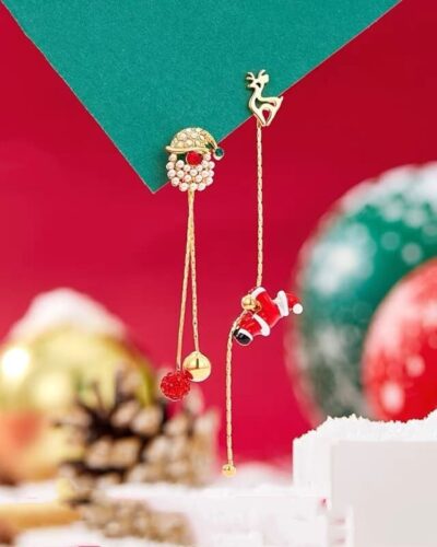 Creative Climbing Santa Claus Long Tassel Dangle Earrings