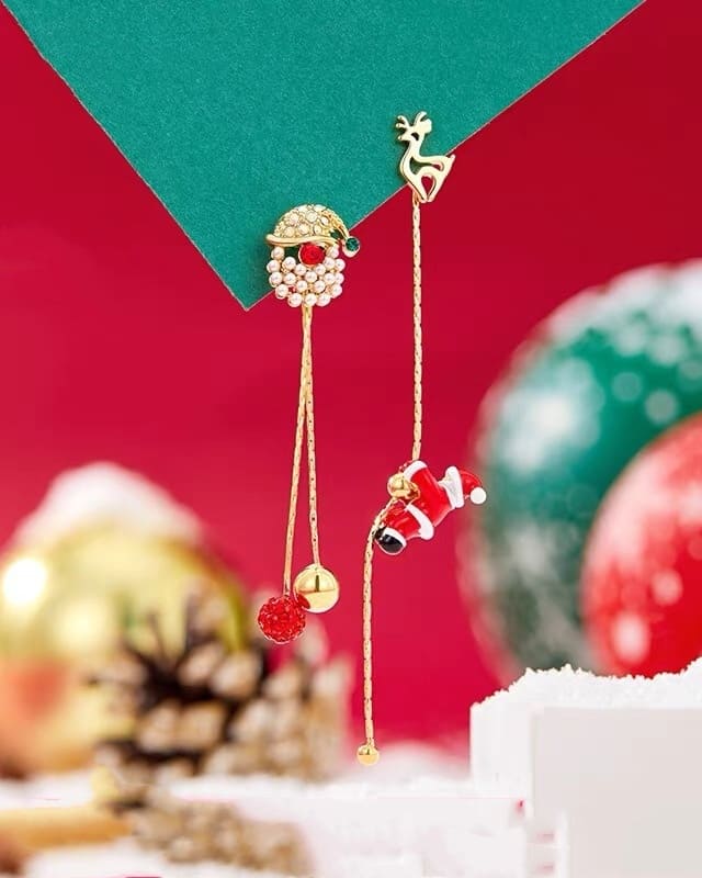 Creative Climbing Santa Claus Long Tassel Dangle Earrings
