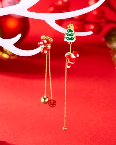 Creative Climbing Santa Claus Long Tassel Dangle Earrings 4