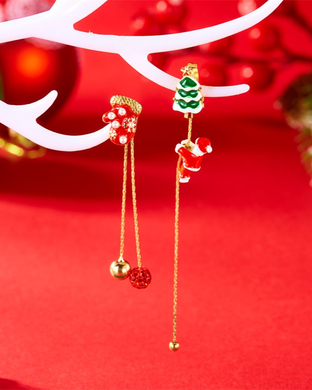 Creative Climbing Santa Claus Long Tassel Dangle Earrings - Image 5
