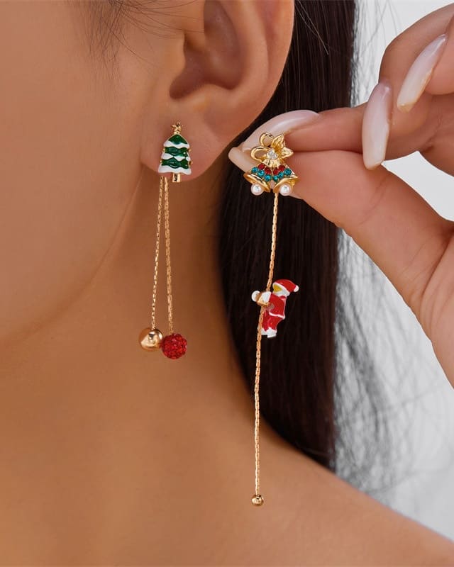 Creative Climbing Santa Claus Long Tassel Dangle Earrings