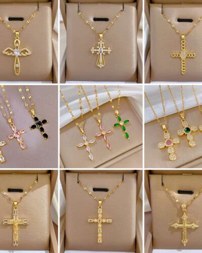 Fashion Stainless Steel Chain Cross Pendant Necklace