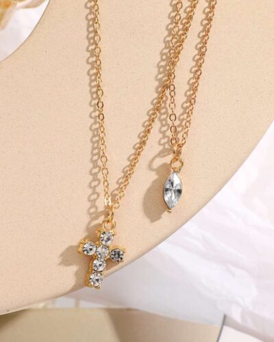Cross Necklace for Women with Marquise Cut Pendant