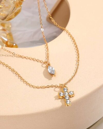 Cross Necklace for Women with Marquise Cut Pendant