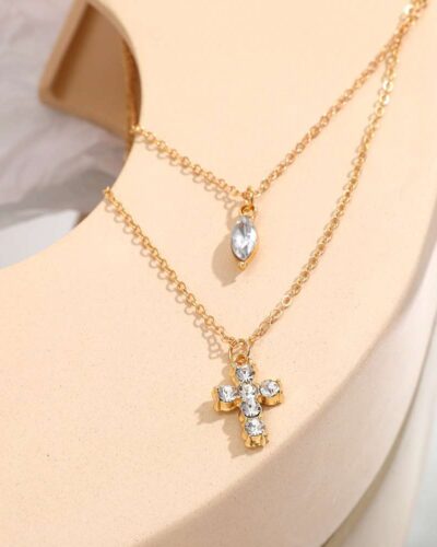 Cross Necklace for Women with Marquise Cut Pendant