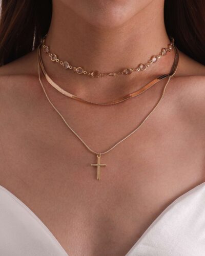Alternativní pohled na Light Luxury Layered Necklace with Cross for Women
