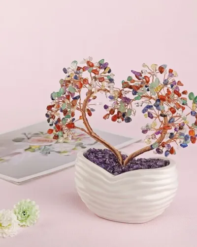 Crushed Stones Heart Amethyst Crystal Trees Bulk