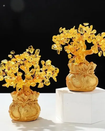 Crystal Money Tree Yellow Citrine Tree with Base