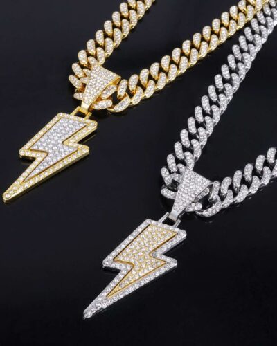 Cuban Link Chain Men with lightning Pendant