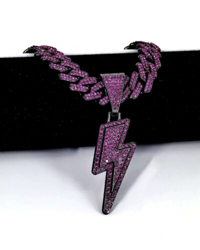 Alternative view of Cuban Link Chain Men with lightning Pendant