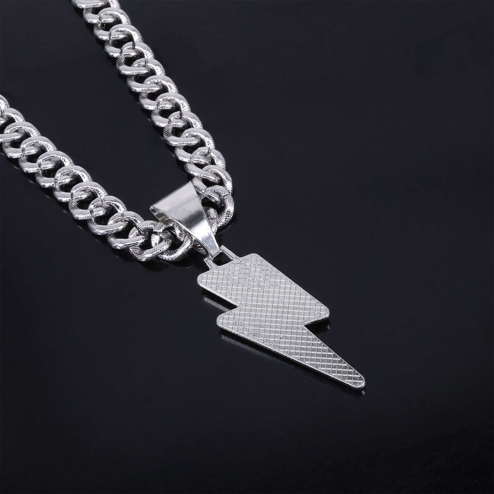 Cuban Link Chain Men with lightning Pendant - Image 5