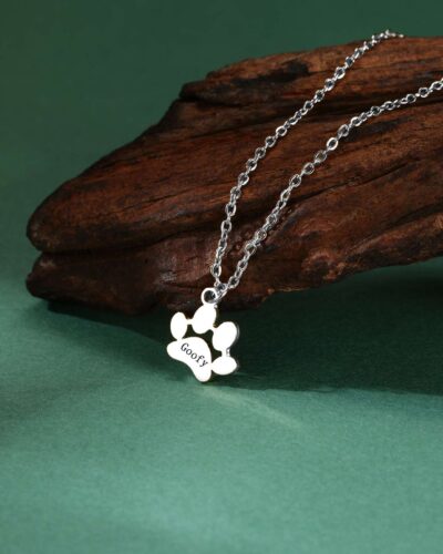 Alternativní pohled na Custom Name Gold Plated Dog Paw Pendant Necklace