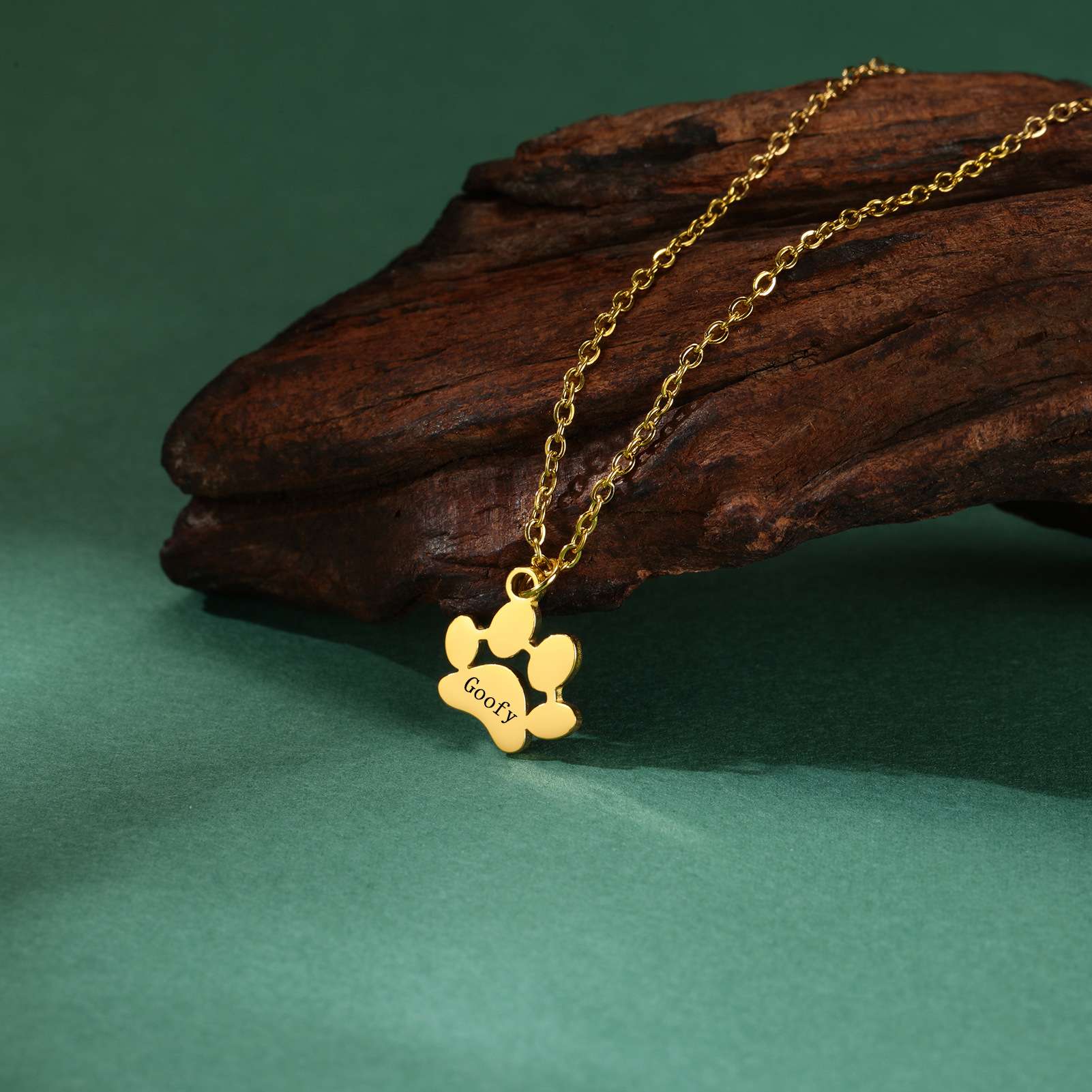 Custom Name Gold Plated Dog Paw Pendant Necklace - Obrázek 3