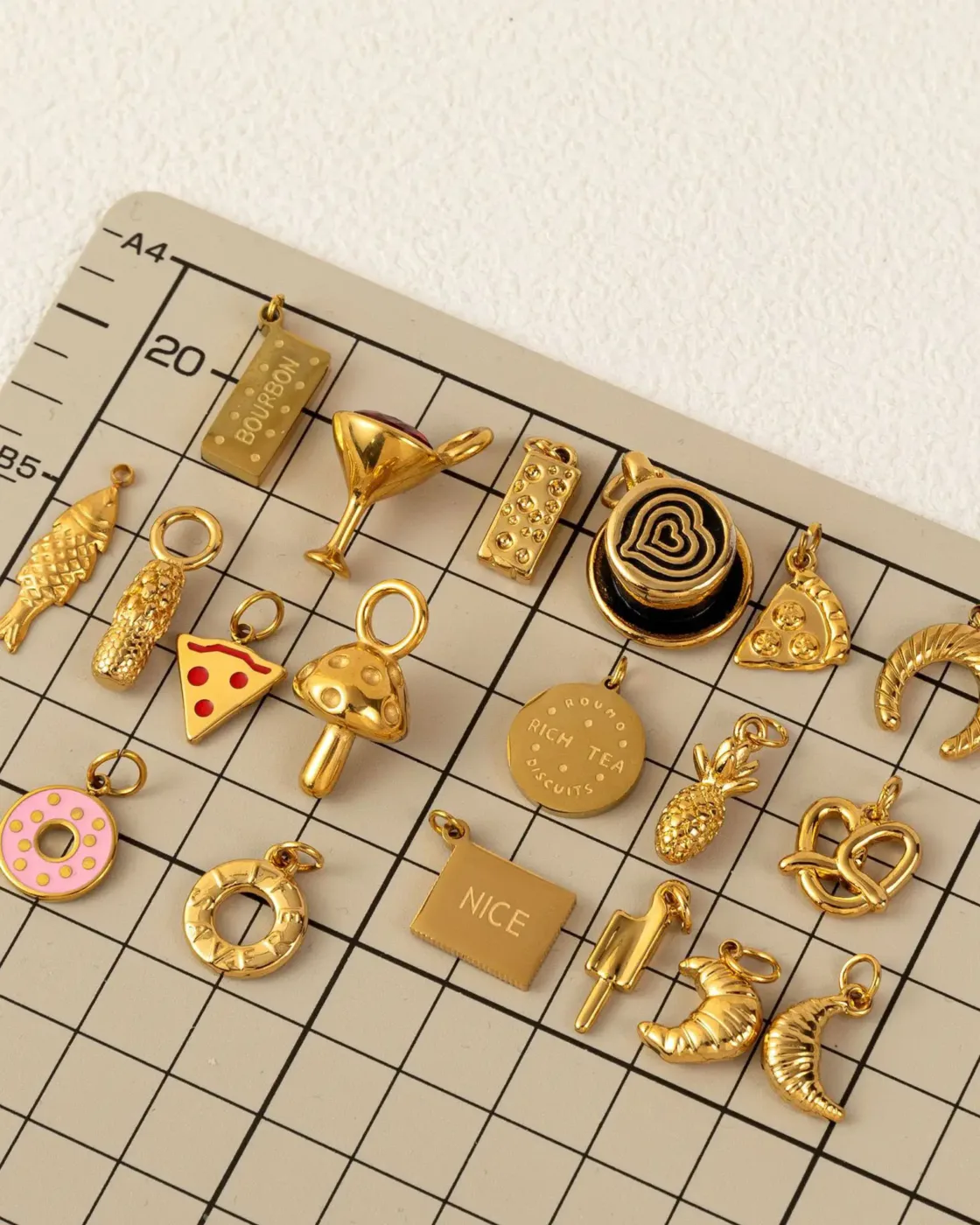 Cute 18K Gold Plated Food Stainless Steel Jewelry Charms 1