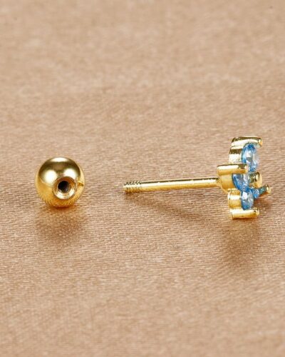 Cute Colorful Zircon Gold Butterfly Birthstone Stud Earrings