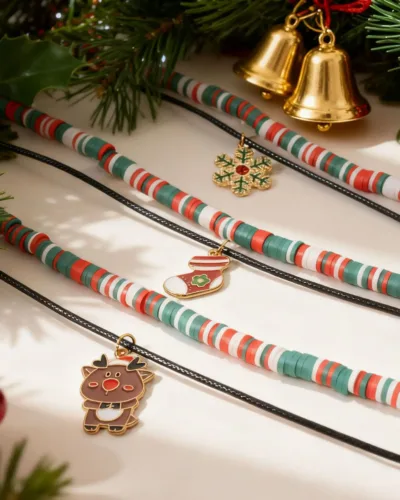 Cute Double-Layer Clay Beads Christmas Themed Necklaces