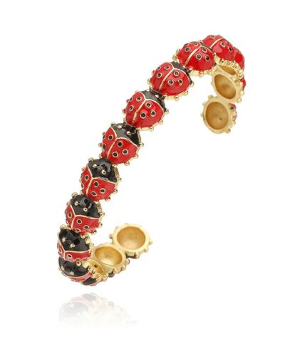 Cute Red Ladybug Insect Enamel Bracelet Women's Jewelry