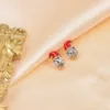 Cute Rhinestone Santa Hat Christmas Earring Studs