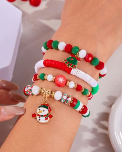 Cute Santa Bulk Christmas Stretch Bracelets Kids Adults