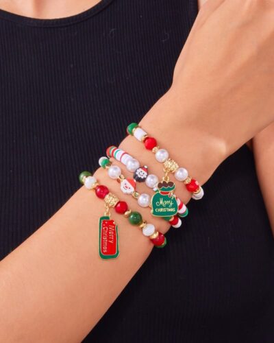 Cute Santa Bulk Christmas Stretch Bracelets Kids Adults