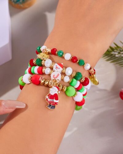 Cute Santa Bulk Christmas Stretch Bracelets Kids Adults
