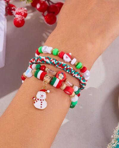 Cute Santa Bulk Christmas Stretch Bracelets Kids Adults