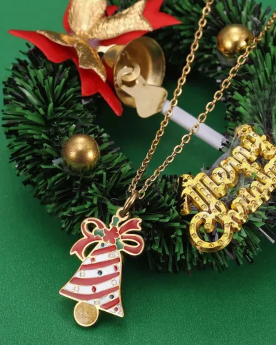Cute Stainless Steel Christmas Bell Necklace for Lady