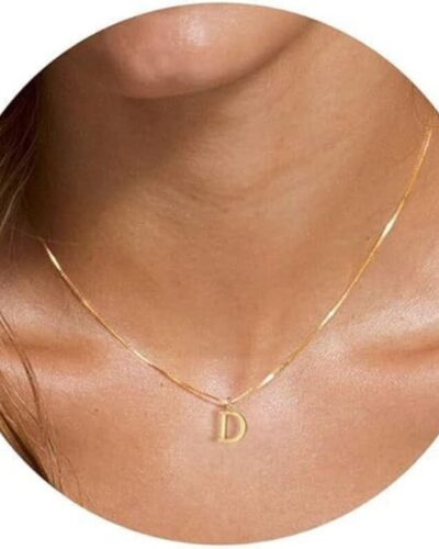 A-Z Long Gold Name Necklace Pendant Women Men