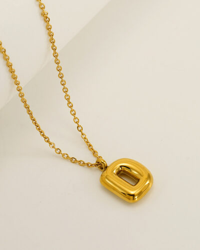 Minimalist 3D Solid A-Z Letter Gold Plated Necklace