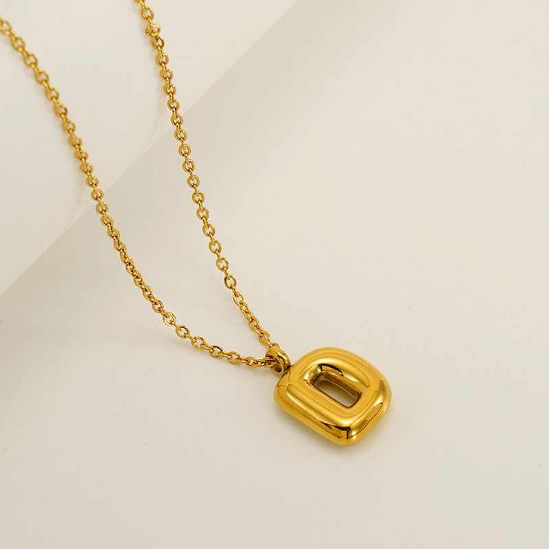 Minimalist 3D Solid A-Z Letter Gold Plated Necklace