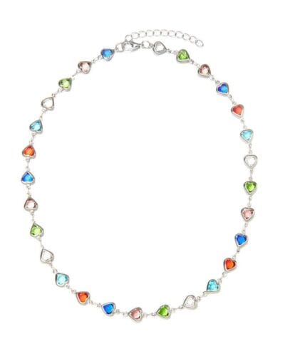 Dainty Colorful Metallic Vintage Heart Necklace Bracelet