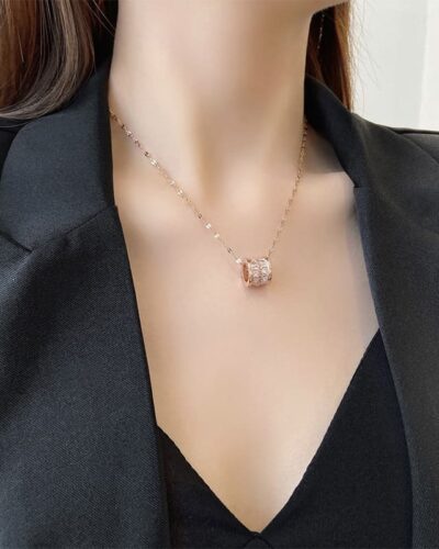 Dainty Cubic Zircon Pendant Stainless Steel Necklaces