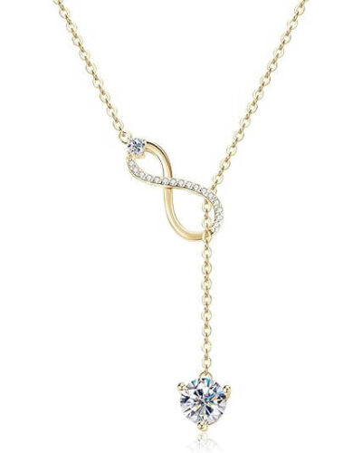 Alternative view of Dainty Infinity Moissanite Pendant Y Drop Necklace Anniversary Valentine's Day Gift
