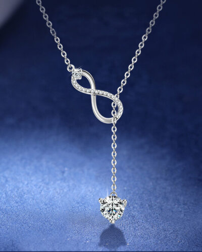 Dainty Infinity Moissanite Pendant Y Drop Necklace Anniversary Valentine's Day Gift