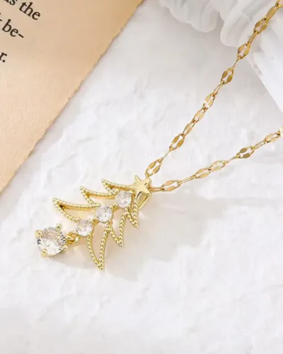 Dainty Lip Chain Stainless Steel Christmas Tree Necklace