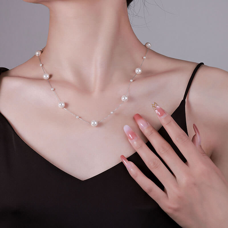 Dainty Pearl Choker Necklace Layered Stacking 8