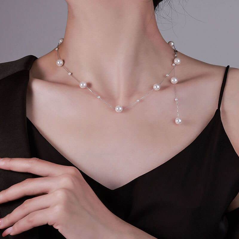 Dainty Pearl Choker Necklace Layered Stacking 9