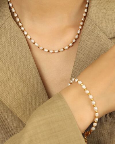 Dainty Pearl Necklace Stainless Steel Bracelet