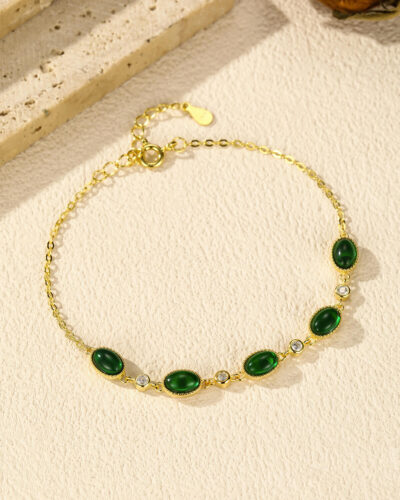 Dainty Simple Chain Sterling Silver Bracelet With Cubic Zirconia