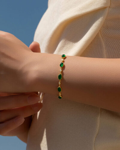 Alternative view of Dainty Simple Chain Sterling Silver Bracelet With Cubic Zirconia