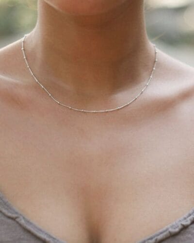 Dainty Stainless Steel Bead Ball Chain Necklace for Women