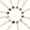 Bezel Zirconia 18K Gold Birthstone Pendant Necklace