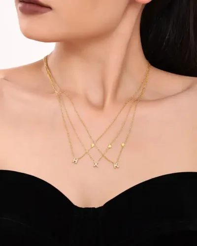 Dainty Stainless Steel Zircon Golden Initial Letter Necklace