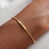Dainty Thin 18K Gold Plated Engraved Personalized Name Bar Bracelets